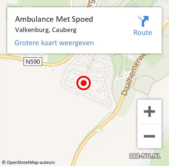 Locatie op kaart van de 112 melding: Ambulance Met Spoed Naar Valkenburg, Cauberg op 19 januari 2023 15:22