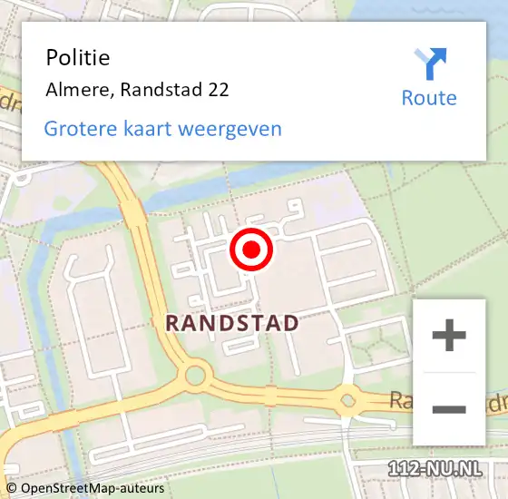 Locatie op kaart van de 112 melding: Politie Almere, Randstad 22 op 19 januari 2023 15:27