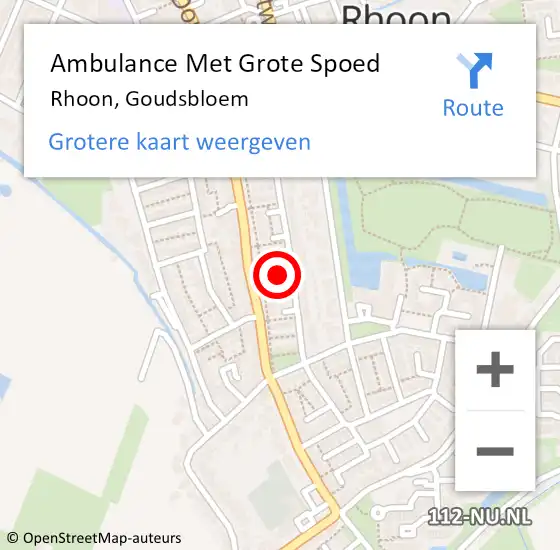 Locatie op kaart van de 112 melding: Ambulance Met Grote Spoed Naar Rhoon, Goudsbloem op 19 januari 2023 15:29