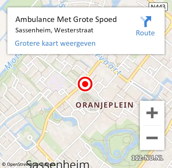 Locatie op kaart van de 112 melding: Ambulance Met Grote Spoed Naar Sassenheim, Westerstraat op 19 januari 2023 15:31