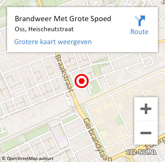 Locatie op kaart van de 112 melding: Brandweer Met Grote Spoed Naar Oss, Heischeutstraat op 19 januari 2023 15:39