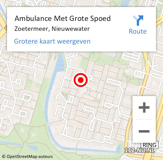 Locatie op kaart van de 112 melding: Ambulance Met Grote Spoed Naar Zoetermeer, Nieuwewater op 19 januari 2023 15:46