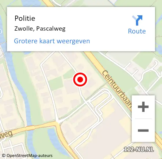 Locatie op kaart van de 112 melding: Politie Zwolle, Pascalweg op 19 januari 2023 15:47