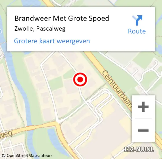 Locatie op kaart van de 112 melding: Brandweer Met Grote Spoed Naar Zwolle, Pascalweg op 19 januari 2023 15:48