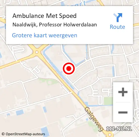 Locatie op kaart van de 112 melding: Ambulance Met Spoed Naar Naaldwijk, Professor Holwerdalaan op 19 januari 2023 15:51