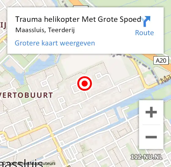 Locatie op kaart van de 112 melding: Trauma helikopter Met Grote Spoed Naar Maassluis, Teerderij op 19 januari 2023 15:56