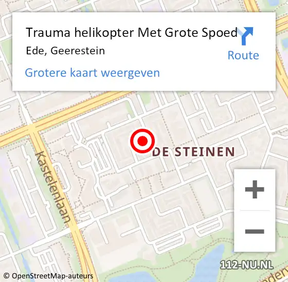 Locatie op kaart van de 112 melding: Trauma helikopter Met Grote Spoed Naar Ede, Geerestein op 19 januari 2023 16:01