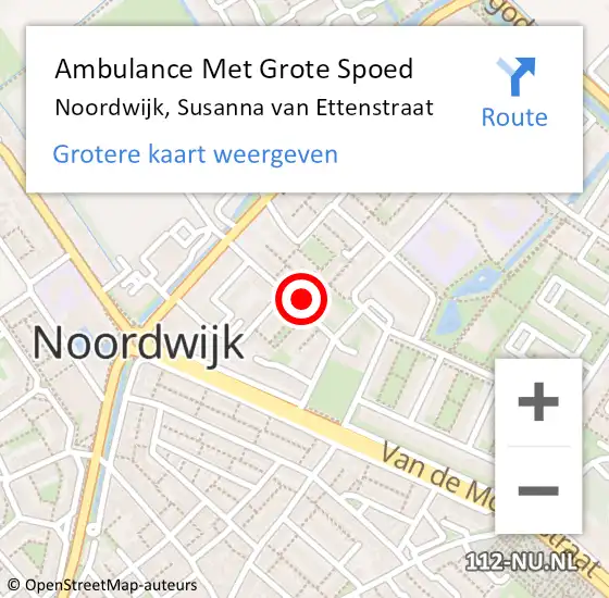 Locatie op kaart van de 112 melding: Ambulance Met Grote Spoed Naar Noordwijk, Susanna van Ettenstraat op 19 januari 2023 16:38