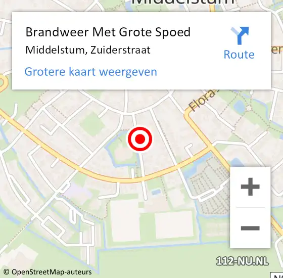 Locatie op kaart van de 112 melding: Brandweer Met Grote Spoed Naar Middelstum, Zuiderstraat op 19 januari 2023 16:58