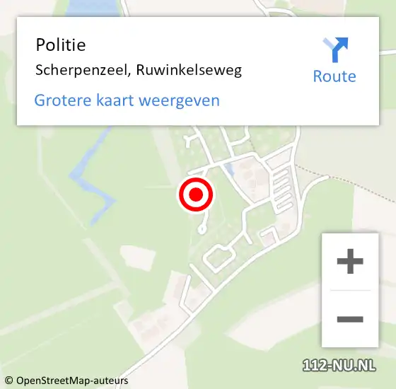 Locatie op kaart van de 112 melding: Politie Scherpenzeel, Ruwinkelseweg op 19 januari 2023 17:00