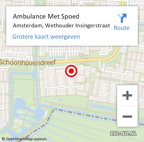 Locatie op kaart van de 112 melding: Ambulance Met Spoed Naar Amsterdam, Wethouder Insingerstraat op 19 januari 2023 17:08