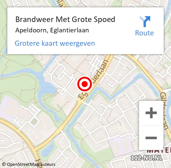 Locatie op kaart van de 112 melding: Brandweer Met Grote Spoed Naar Apeldoorn, Eglantierlaan op 19 januari 2023 17:30