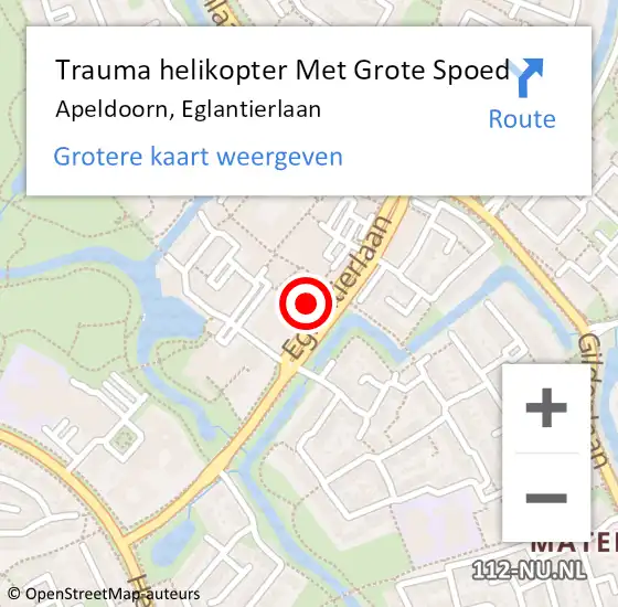 Locatie op kaart van de 112 melding: Trauma helikopter Met Grote Spoed Naar Apeldoorn, Eglantierlaan op 19 januari 2023 17:32