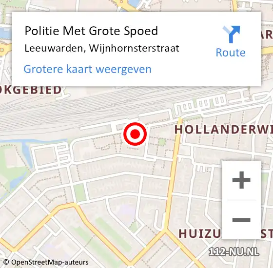 Locatie op kaart van de 112 melding: Politie Met Grote Spoed Naar Leeuwarden, Wijnhornsterstraat op 19 januari 2023 17:51