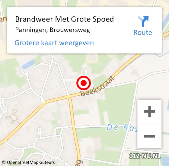 Locatie op kaart van de 112 melding: Brandweer Met Grote Spoed Naar Panningen, Brouwersweg op 19 januari 2023 18:03