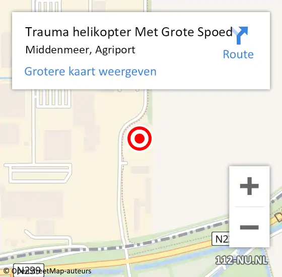 Locatie op kaart van de 112 melding: Trauma helikopter Met Grote Spoed Naar Middenmeer, Agriport op 19 januari 2023 18:36