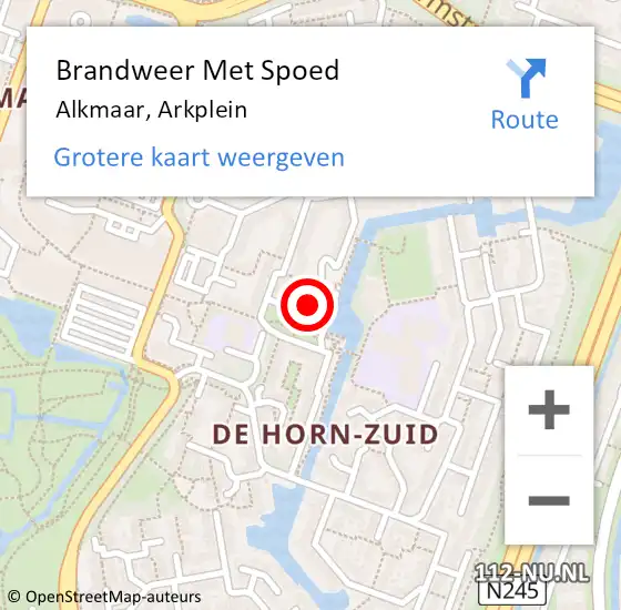 Locatie op kaart van de 112 melding: Brandweer Met Spoed Naar Alkmaar, Arkplein op 19 januari 2023 18:59