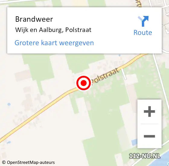 Locatie op kaart van de 112 melding: Brandweer Wijk en Aalburg, Polstraat op 19 januari 2023 19:21