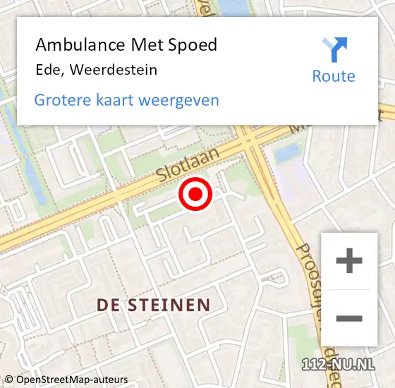 Locatie op kaart van de 112 melding: Ambulance Met Spoed Naar Ede, Weerdestein op 19 januari 2023 19:24