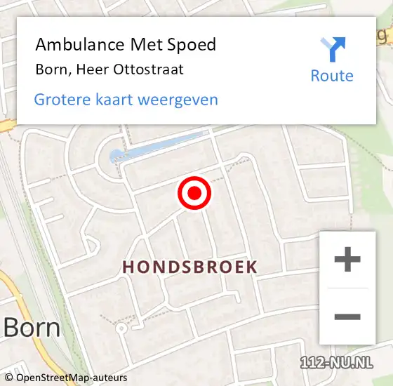 Locatie op kaart van de 112 melding: Ambulance Met Spoed Naar Born, Heer Ottostraat op 12 augustus 2014 18:17