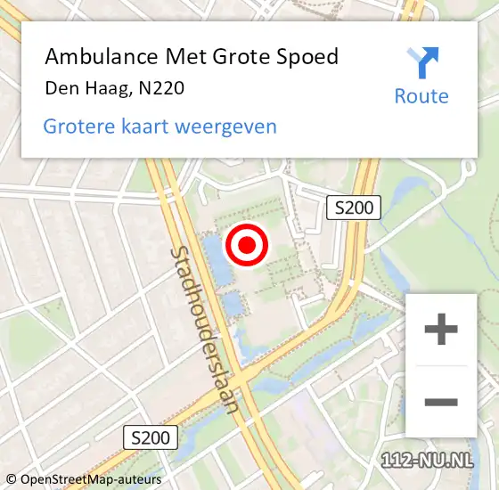 Locatie op kaart van de 112 melding: Ambulance Met Grote Spoed Naar Den Haag, N220 op 12 augustus 2014 18:21