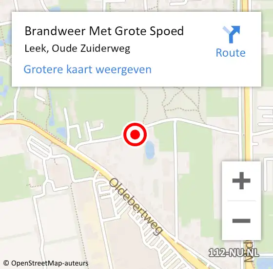 Locatie op kaart van de 112 melding: Brandweer Met Grote Spoed Naar Leek, Oude Zuiderweg op 19 januari 2023 20:21