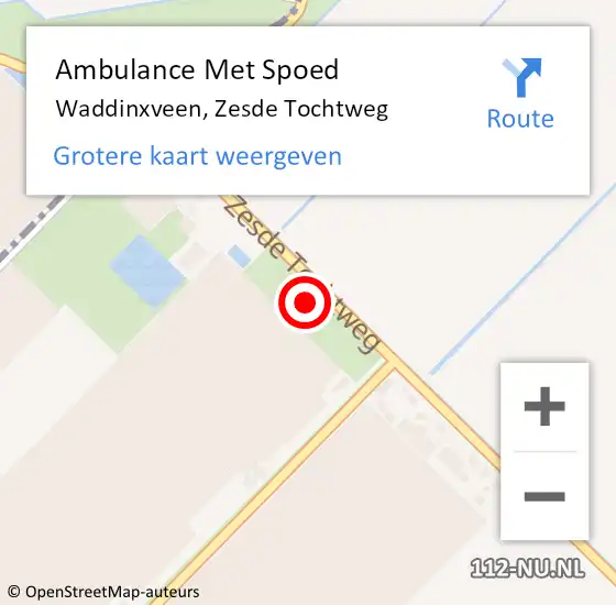 Locatie op kaart van de 112 melding: Ambulance Met Spoed Naar Waddinxveen, Zesde Tochtweg op 19 januari 2023 20:28