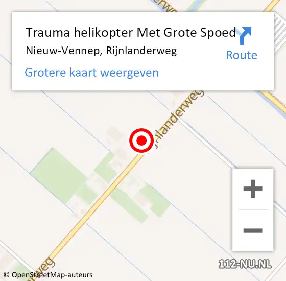 Locatie op kaart van de 112 melding: Trauma helikopter Met Grote Spoed Naar Nieuw-Vennep, Rijnlanderweg op 19 januari 2023 20:39