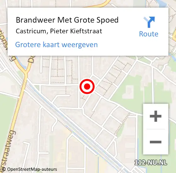 Locatie op kaart van de 112 melding: Brandweer Met Grote Spoed Naar Castricum, Pieter Kieftstraat op 19 januari 2023 20:43