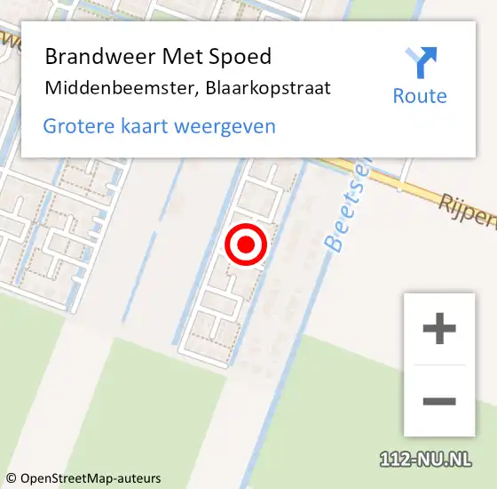 Locatie op kaart van de 112 melding: Brandweer Met Spoed Naar Middenbeemster, Blaarkopstraat op 19 januari 2023 20:46