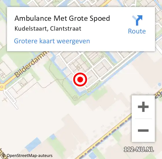 Locatie op kaart van de 112 melding: Ambulance Met Grote Spoed Naar Kudelstaart, Clantstraat op 19 januari 2023 20:53