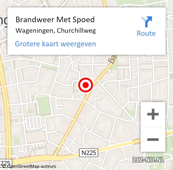 Locatie op kaart van de 112 melding: Brandweer Met Spoed Naar Wageningen, Churchillweg op 19 januari 2023 20:57