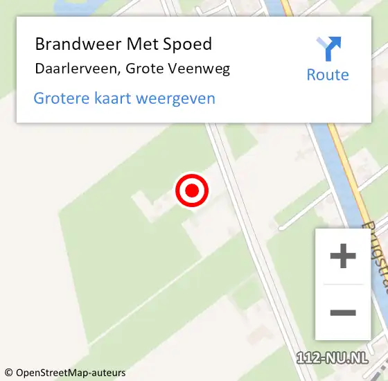 Locatie op kaart van de 112 melding: Brandweer Met Spoed Naar Daarlerveen, Grote Veenweg op 19 januari 2023 21:09