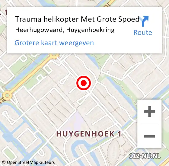 Locatie op kaart van de 112 melding: Trauma helikopter Met Grote Spoed Naar Heerhugowaard, Huygenhoekring op 19 januari 2023 21:15