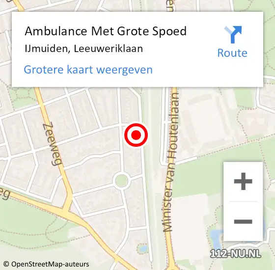 Locatie op kaart van de 112 melding: Ambulance Met Grote Spoed Naar IJmuiden, Leeuweriklaan op 19 januari 2023 21:34