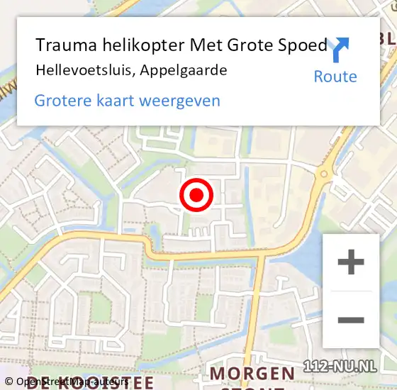 Locatie op kaart van de 112 melding: Trauma helikopter Met Grote Spoed Naar Hellevoetsluis, Appelgaarde op 19 januari 2023 21:51