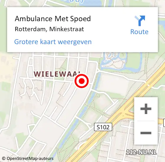 Locatie op kaart van de 112 melding: Ambulance Met Spoed Naar Rotterdam, Minkestraat op 19 januari 2023 22:01