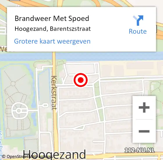 Locatie op kaart van de 112 melding: Brandweer Met Spoed Naar Hoogezand, Barentszstraat op 19 januari 2023 22:18