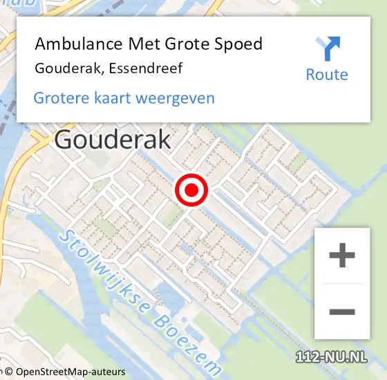 Locatie op kaart van de 112 melding: Ambulance Met Grote Spoed Naar Gouderak, Essendreef op 19 januari 2023 22:27