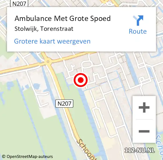 Locatie op kaart van de 112 melding: Ambulance Met Grote Spoed Naar Stolwijk, Torenstraat op 19 januari 2023 22:40