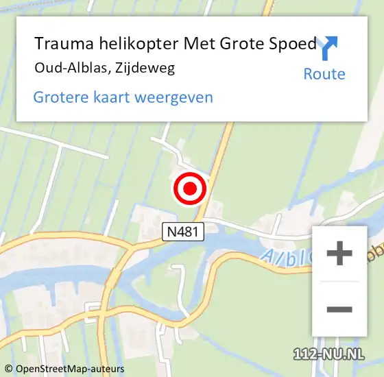 Locatie op kaart van de 112 melding: Trauma helikopter Met Grote Spoed Naar Oud-Alblas, Zijdeweg op 19 januari 2023 23:17