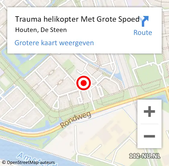 Locatie op kaart van de 112 melding: Trauma helikopter Met Grote Spoed Naar Houten, De Steen op 20 januari 2023 00:41