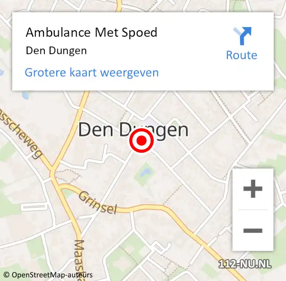 Locatie op kaart van de 112 melding: Ambulance Met Spoed Naar Den Dungen op 20 januari 2023 00:43