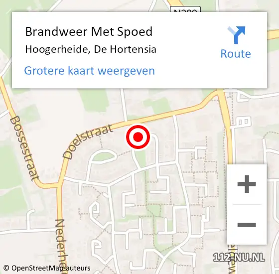 Locatie op kaart van de 112 melding: Brandweer Met Spoed Naar Hoogerheide, De Hortensia op 12 augustus 2014 18:38