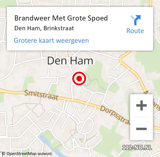 Locatie op kaart van de 112 melding: Brandweer Met Grote Spoed Naar Den Ham, Brinkstraat op 20 januari 2023 01:11