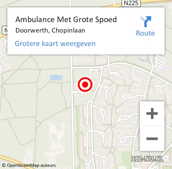 Locatie op kaart van de 112 melding: Ambulance Met Grote Spoed Naar Doorwerth, Chopinlaan op 20 januari 2023 03:10