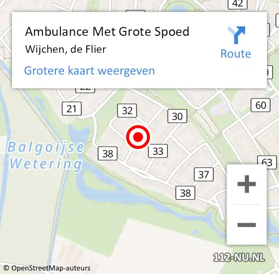 Locatie op kaart van de 112 melding: Ambulance Met Grote Spoed Naar Wijchen, de Flier op 20 januari 2023 03:36