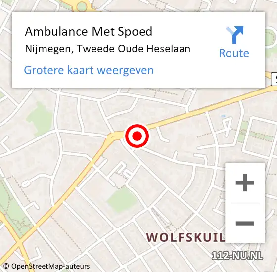 Locatie op kaart van de 112 melding: Ambulance Met Spoed Naar Nijmegen, Tweede Oude Heselaan op 20 januari 2023 04:10