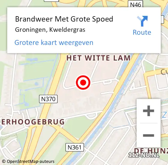 Locatie op kaart van de 112 melding: Brandweer Met Grote Spoed Naar Groningen, Kweldergras op 20 januari 2023 04:33