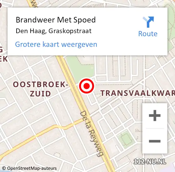 Locatie op kaart van de 112 melding: Brandweer Met Spoed Naar Den Haag, Graskopstraat op 20 januari 2023 05:35